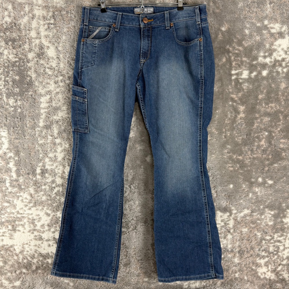 Ariat Size 32S Rebar Mid Rise Boot Cut Utility Work Denim Jeans Blue Men